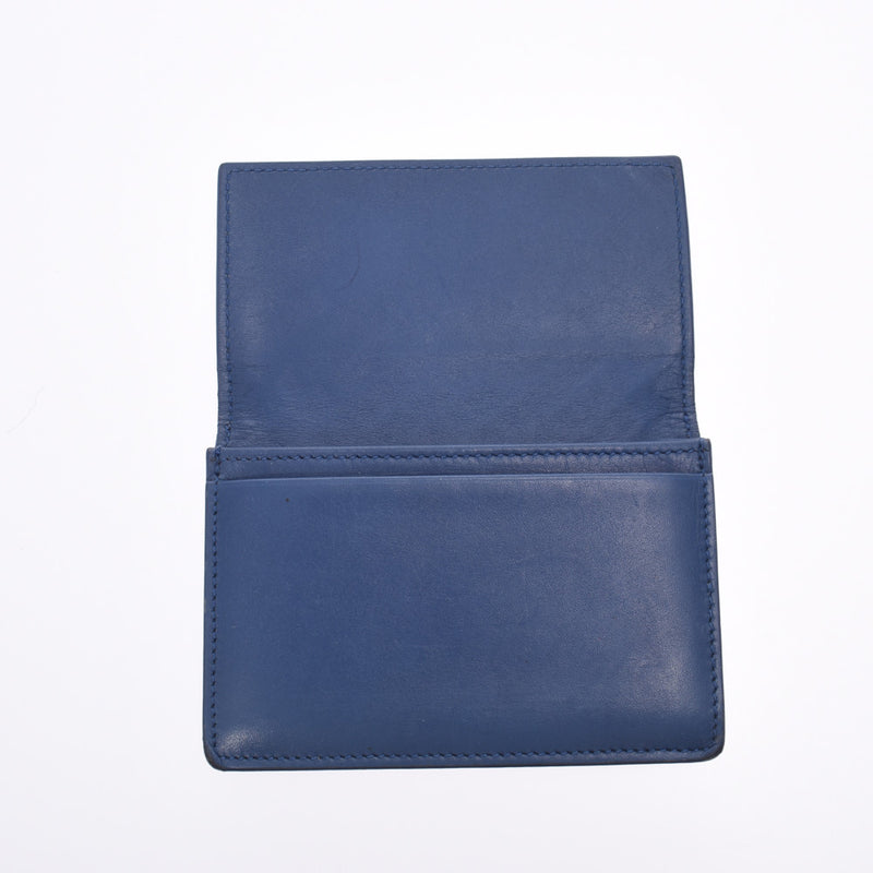 BOTTEGAVENETA Bottega Veneta Intrecciato Business Card Holder Blue Unisex Lambskin Card Case B Rank Used Ginzo
