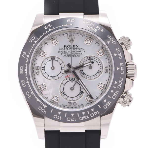 ROLEX Rolex: Daytona Dayton 8P Diamonds 116519LNNG Men' s WG/Rubber watch, automatic winding, white shell, unused Ginzo