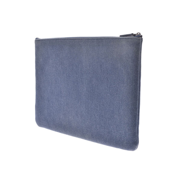 CHANGEEL Chanel Blue Unissex Denim Spangkbag Clatchbag B Rank Used in Ginzō