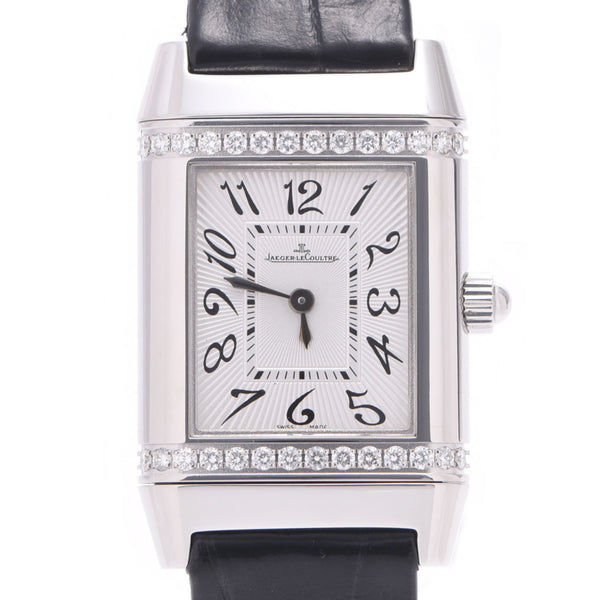 JAEGER-LECOULTRE Jaguar LeCoultre Level So Floral 265.8.47 Ladies SS/Leather Watch Silver Dial A Rank Used Ginzo