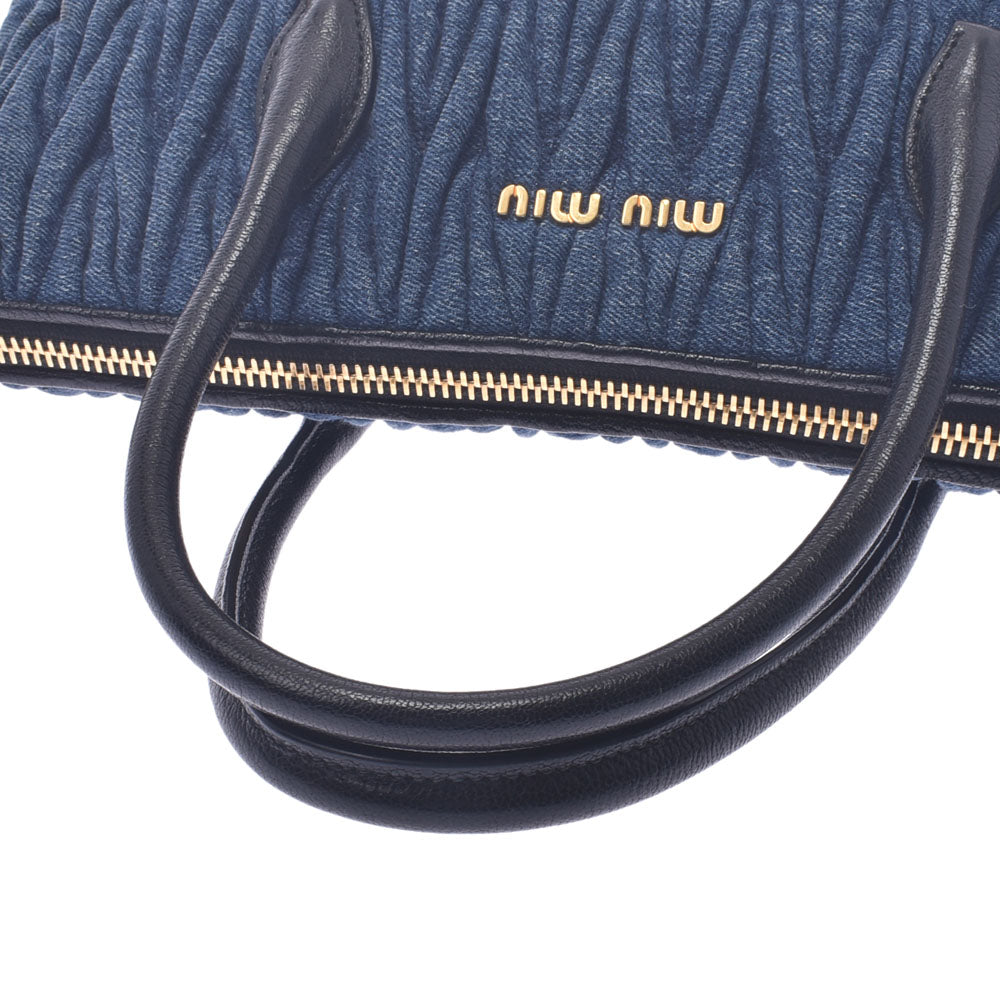 ミュウミュウマテラッセ ハンドバッグ ブルー ゴールド金具 レディース 2WAYバッグ 5BB016 MIUMIU 中古 – 銀蔵オンライン