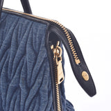 Miumiu Miu Miu Materasace Handbag Blue Gold Bracket 5BB016 Ladies Denim 2way Bag AB Rank Used Silgrin
