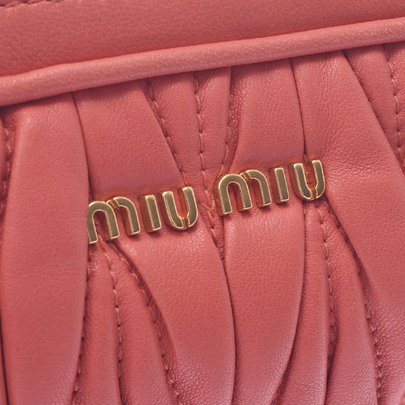 MIUMIU Miu Miu Materasasse Salmon Pink Gold Bracket Ladies Leather Shoulder Bag B Rank Used Silgrin