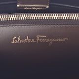 Salvatore Ferragamo Ferragamo Gantini棕色金支架女士皮革手袋未使用的Silgrin