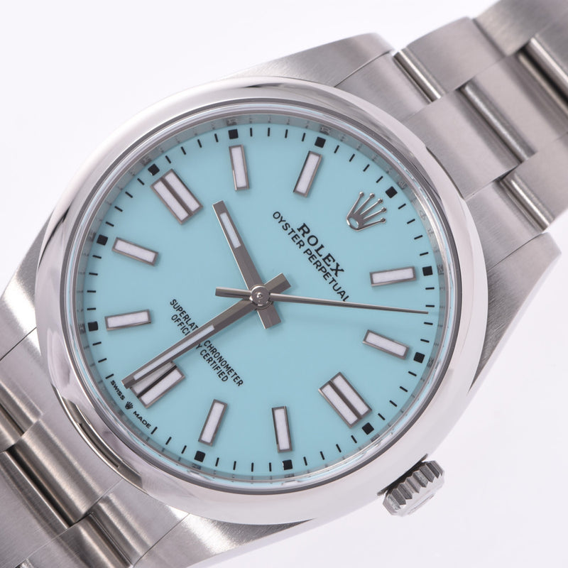 ROLEX Rolex [cash special price] Oyster Perpetual 41 124300 Men's SS watch self-winding turquoise blue dial unused Ginzo
