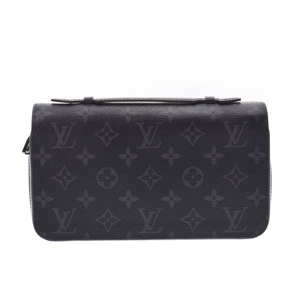 LOUIS VUITTON Louis Vuitton Monogram Eclipse Zippy XL Black/Grey M61698 Men's Monogram Eclipse Canvas Long Wallet B Rank Used Ginzo