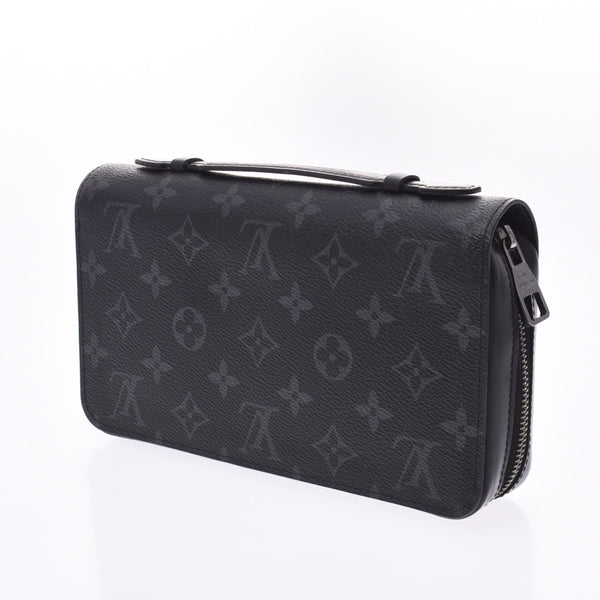 LOUIS VUITTON Louis Vuitton Monogram Eclipse Zippy XL Black/Grey M61698 Men's Monogram Eclipse Canvas Long Wallet B Rank Used Ginzo