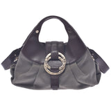 BVLGARI Bulgari Chandra 2way Bag Gray System / Tea Women's Canvas / Leather Handbag B Rank Used Silk