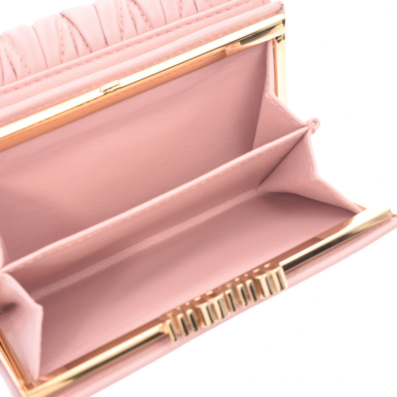 ミュウミュウマテラッセ コンパクト財布 がま口 ピンク ゴールド金具 