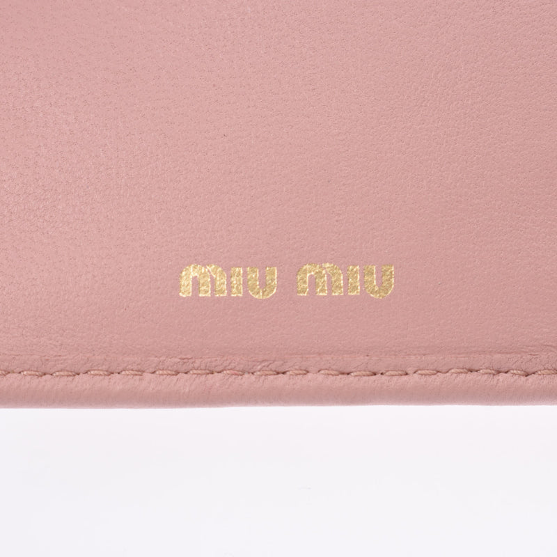MIUMIU Miu Miu Materasse Compact Wallet Market Pink Gold Bracket Women Nappa Leather Three Folded Wallet New Sanko