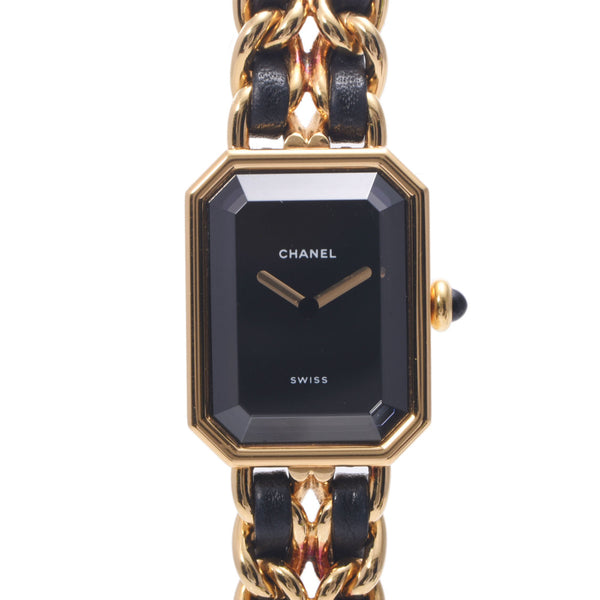 【Summer Selection Clock】 Chanel Chanel Premiere Size XL Women's GP / Leather Watch Quartz Black Table AB Rank Used Sinkjo