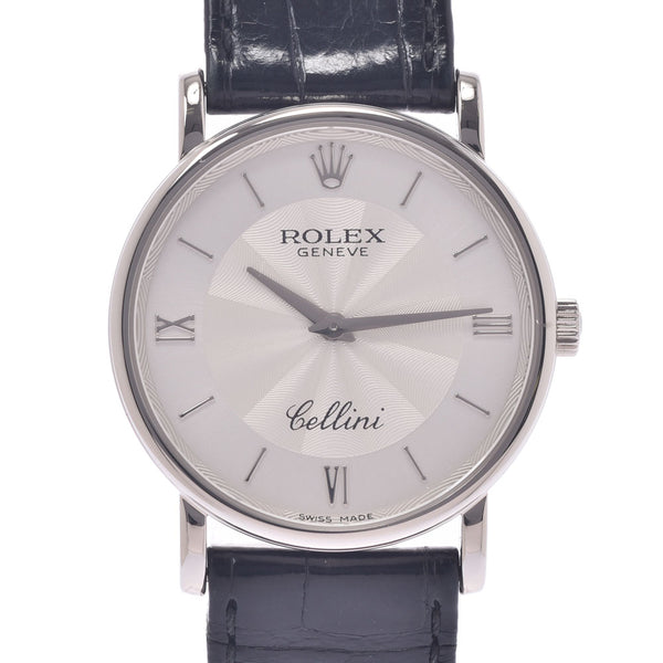 ROLEX Rolex Cellini 5115 Ladies WG/Leather Watch Hand-wound Silver Dial A Rank Used Ginzo