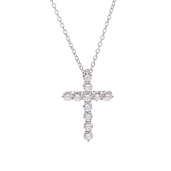 TIFFANY&Co. ティファニー スモールクロス ユニセックス PT950/ダイヤ ネックレス Aランク 中古 銀蔵