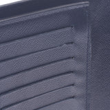 路易威登Louis Vuitton Taiga Porte Foyle Broza Blue Marine M30502男式皮革长钱包B等级二手货银子收纳