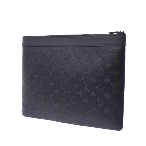 LOUIS Vuitton Monogram Shadow Pochettino Discovery M62903男士皮革手拿包未使用的银存储
