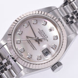 ROLEX Rolex Day Just 10P Diamond 79174NG Ladies WG / SS Watch Automatic Wall White Shell Diagram A-Rank Used Silgrin