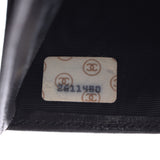 CHANEL Chanel Two-fold wallet black ladies Ramskin Long wallet B rank used Silgrin
