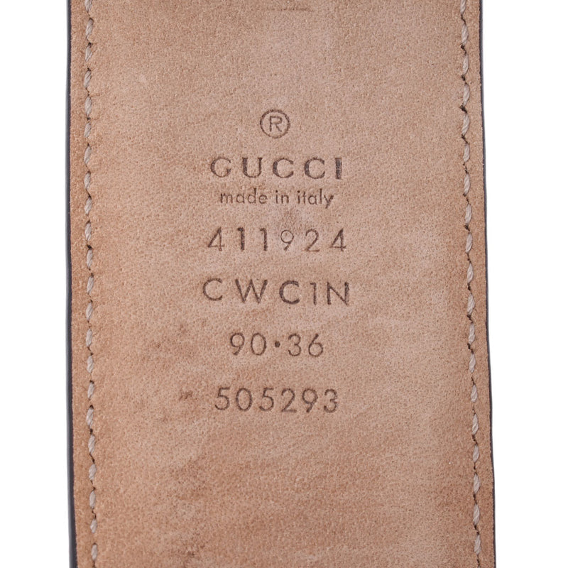 GUCCI Gucci Gucci Siaman Interlocking G 90cm Black Silver Bracket 411924 Men's Leather Belt AB Rank Used Silgrin