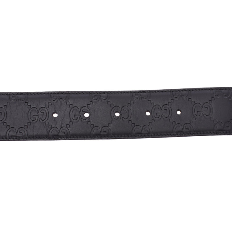 GUCCI Gucci Gucci Siaman Interlocking G 90cm Black Silver Bracket 411924 Men's Leather Belt AB Rank Used Silgrin