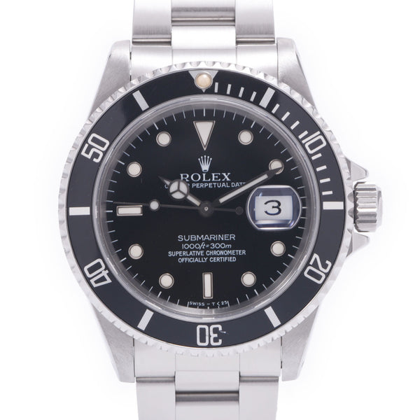 ROLEX Rolex Submarina Black Bezel 16610 Men's SS Watch Automatic Wound Black Table AB Rank Used Sinkjo