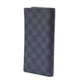 路易威登路易威登Damier Graphit Portfoille长黑色N62227男士Dumier Graphit Canvas钱包A-Rank使用Silgrin