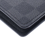 路易威登路易威登Damier Graphit Portfoille长黑色N62227男士Dumier Graphit Canvas钱包A-Rank使用Silgrin