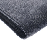路易威登路易威登Damier Graphit Portfoille长黑色N62227男士Dumier Graphit Canvas钱包A-Rank使用Silgrin