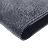 路易威登路易威登Damier Graphit Portfoille长黑色N62227男士Dumier Graphit Canvas钱包A-Rank使用Silgrin