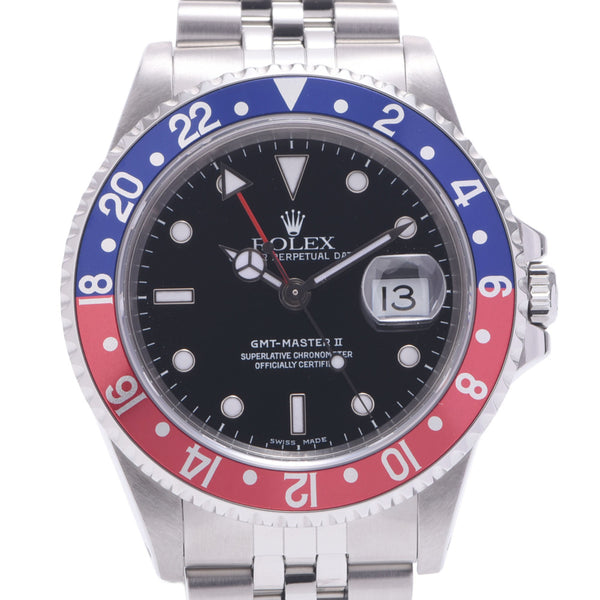 ROLEX Rolex GMT Master 2 Red Blue Bezel Jubily Bless 16710 Men SS Watch Automatic Black Die Table A-Rank Used Sinkjo