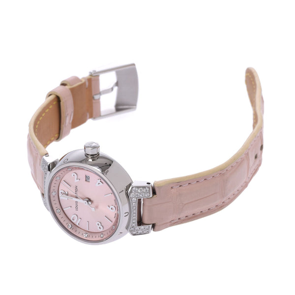 Louis Vuitton Louis Vuitton Tambool Brush Diamond PM Lag Diamond 12P Diamond Q121Y Women's SS / Leather Watch Quartz Pink Diameter A-Rank Used Sinkjo