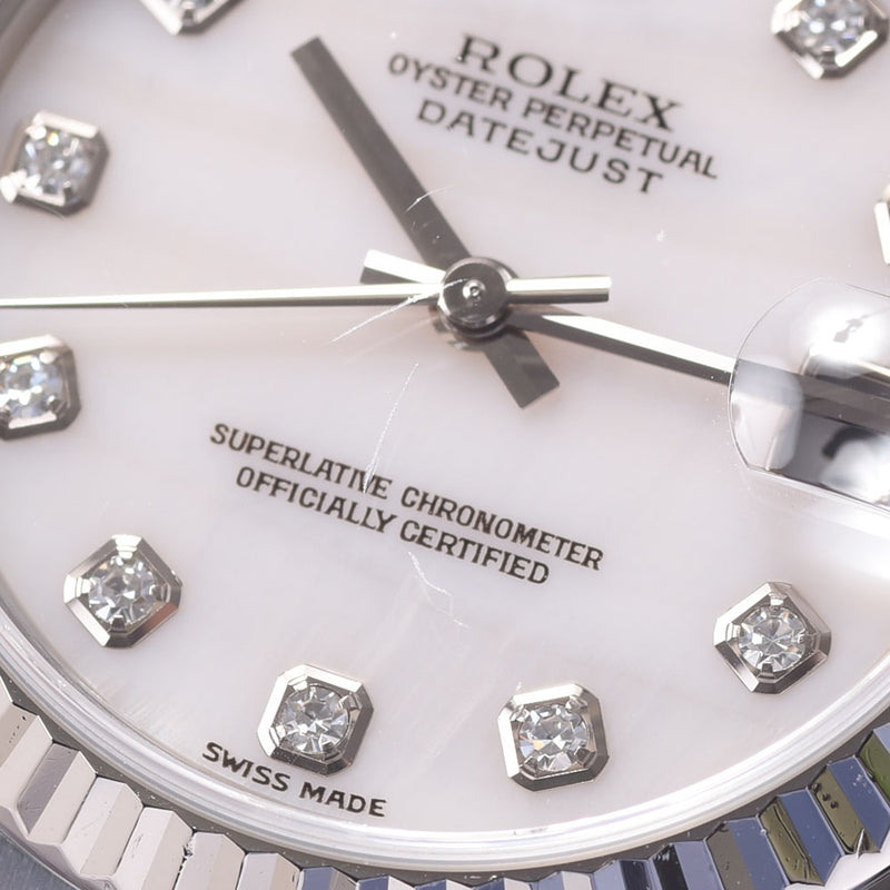ROLEX ROLEX: Days Just-Juste 10P Diamond: 178274NG Ladies WG/SS WG/SS wristwatch: Pinkshell script: A-rank used silver