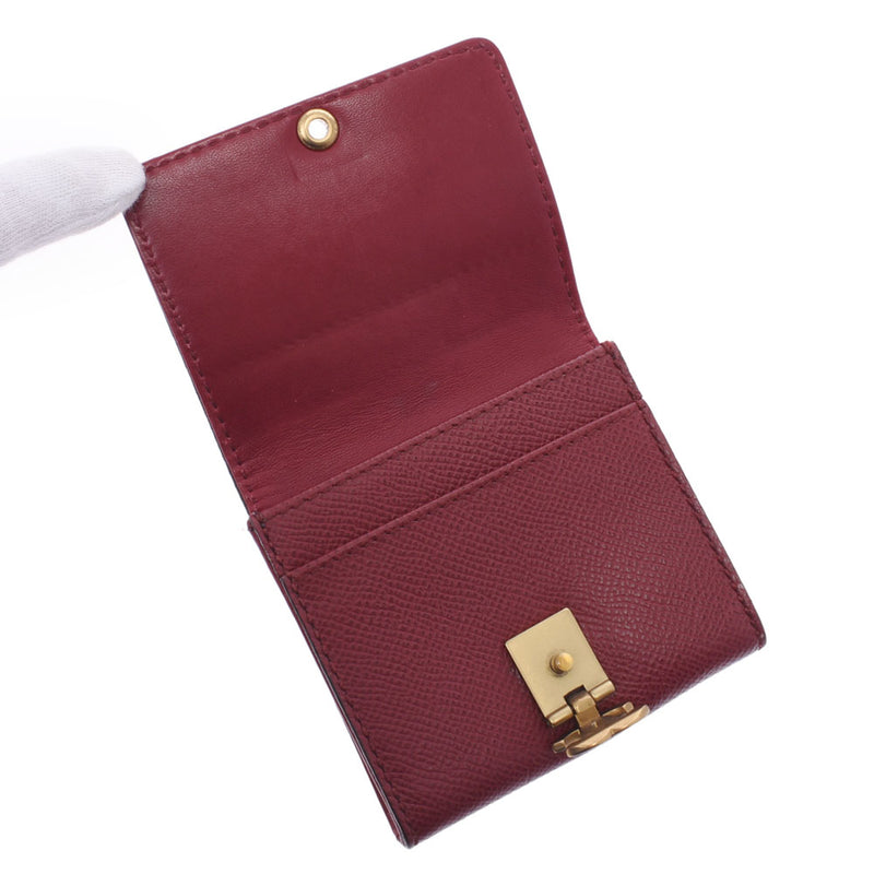 Chanel Chanel Coco Mark Purses Bordeaux Gold Bracket Unisex Leather Coin Case B Rank Used Sinkjo