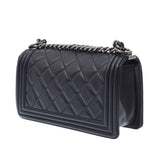 CHANEL シャネル ボーイシャネル チェーンショルダー 黒 アンティーク調シルバー金具 レディース ラムスキン ショルダーバッグ ABランク 中古 銀蔵