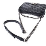 CHANEL シャネル ボーイシャネル チェーンショルダー 黒 アンティーク調シルバー金具 レディース ラムスキン ショルダーバッグ ABランク 中古 銀蔵