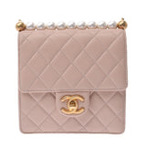 Chanel Chanel Matrasse Chain Shoulder Fake Pearl Baby Pink Gold Bracket Ladies Lambskin Shoulder Bag A rank used Silgrock