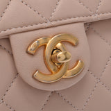 Chanel Chanel Matrasse Chain Shoulder Fake Pearl Baby Pink Gold Bracket Ladies Lambskin Shoulder Bag A rank used Silgrock