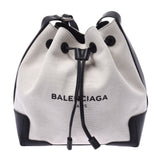 BALENCIAGA バレンシアガ ネイビーバケット ナチュラル/黒 409000 レディース キャンバス/レザー ショルダーバッグ Aランク 中古 銀蔵