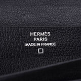 Hermes Baan Souffle black silver hardware oval alligator mat Long Wallet