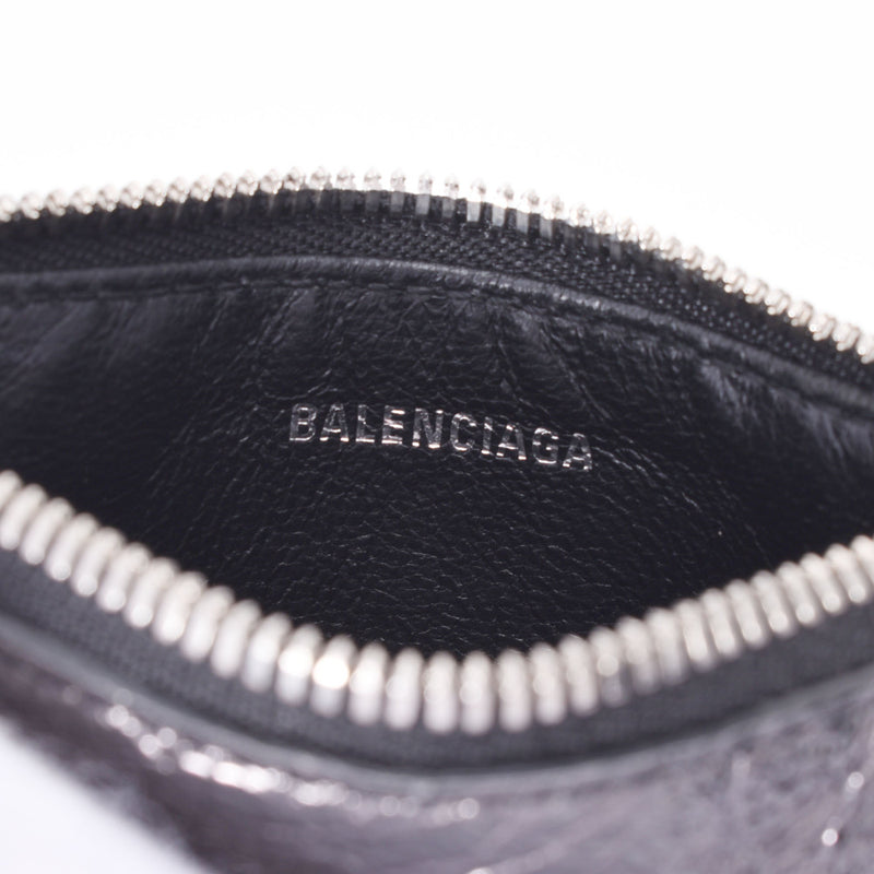 BALENCIAGA バレンシアガ ジップポケット付きカードホルダー ブラックシルバー系 594214 ユニセックス レザー カードケース Aランク 中古 銀蔵