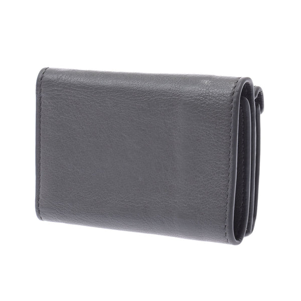 BALENCIAGA Balenciaga Paper Mini Wallet Gray 391446 Ladies Leather tri -fold wallet B rank used Ginzo