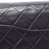 CHANEL Chanel Matrasse Chain Shoulder Double Lid 25cm Black Gold Bracket Ladies Ram Skin Shoulder Bag B Rank Used Ginzo
