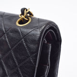 CHANEL Chanel Matrasse Chain Shoulder Double Lid 25cm Black Gold Bracket Ladies Ram Skin Shoulder Bag B Rank Used Ginzo