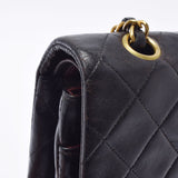 CHANEL Chanel Matrasse Chain Shoulder Double Lid 25cm Black Gold Bracket Ladies Ram Skin Shoulder Bag B Rank Used Ginzo