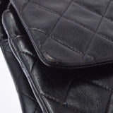 CHANEL Chanel Matrasse Chain Shoulder Double Lid 25cm Black Gold Bracket Ladies Ram Skin Shoulder Bag B Rank Used Ginzo