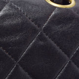 CHANEL Chanel Matrasse Chain Shoulder Double Lid 25cm Black Gold Bracket Ladies Ram Skin Shoulder Bag B Rank Used Ginzo