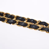 CHANEL Chanel Matrasse Chain Shoulder Double Lid 25cm Black Gold Bracket Ladies Ram Skin Shoulder Bag B Rank Used Ginzo