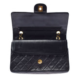 CHANEL Chanel Matrasse Chain Shoulder Double Lid 25cm Black Gold Bracket Ladies Ram Skin Shoulder Bag B Rank Used Ginzo