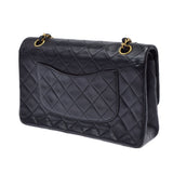 CHANEL Chanel Matrasse Chain Shoulder Double Lid 25cm Black Gold Bracket Ladies Ram Skin Shoulder Bag B Rank Used Ginzo