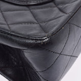 CHANEL Chanel Matrasse Chain Shoulder Double Lid 25cm Black Gold Bracket Ladies Ram Skin Shoulder Bag B Rank Used Ginzo