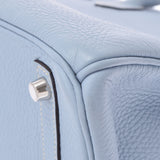 爱马仕爱马仕伯金30蓝色戒指银支架□P雕刻（2012年）女士托里昂·莱曼斯手提包A级使用Ginzo